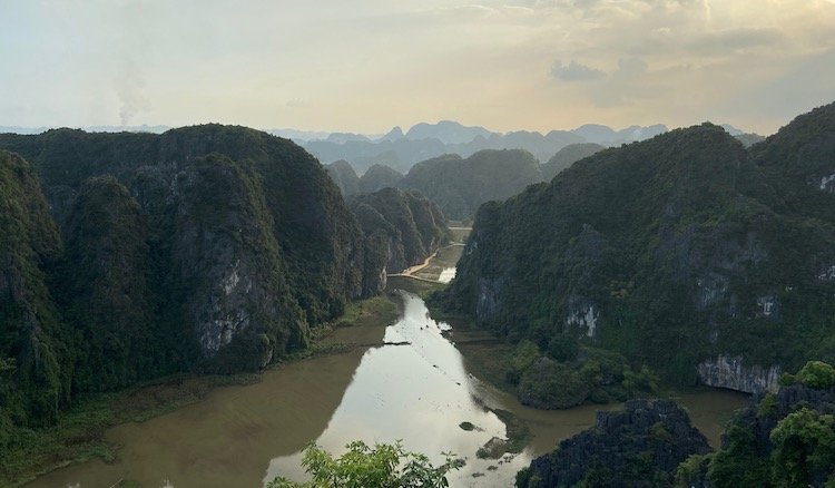 Rice fields between mountains